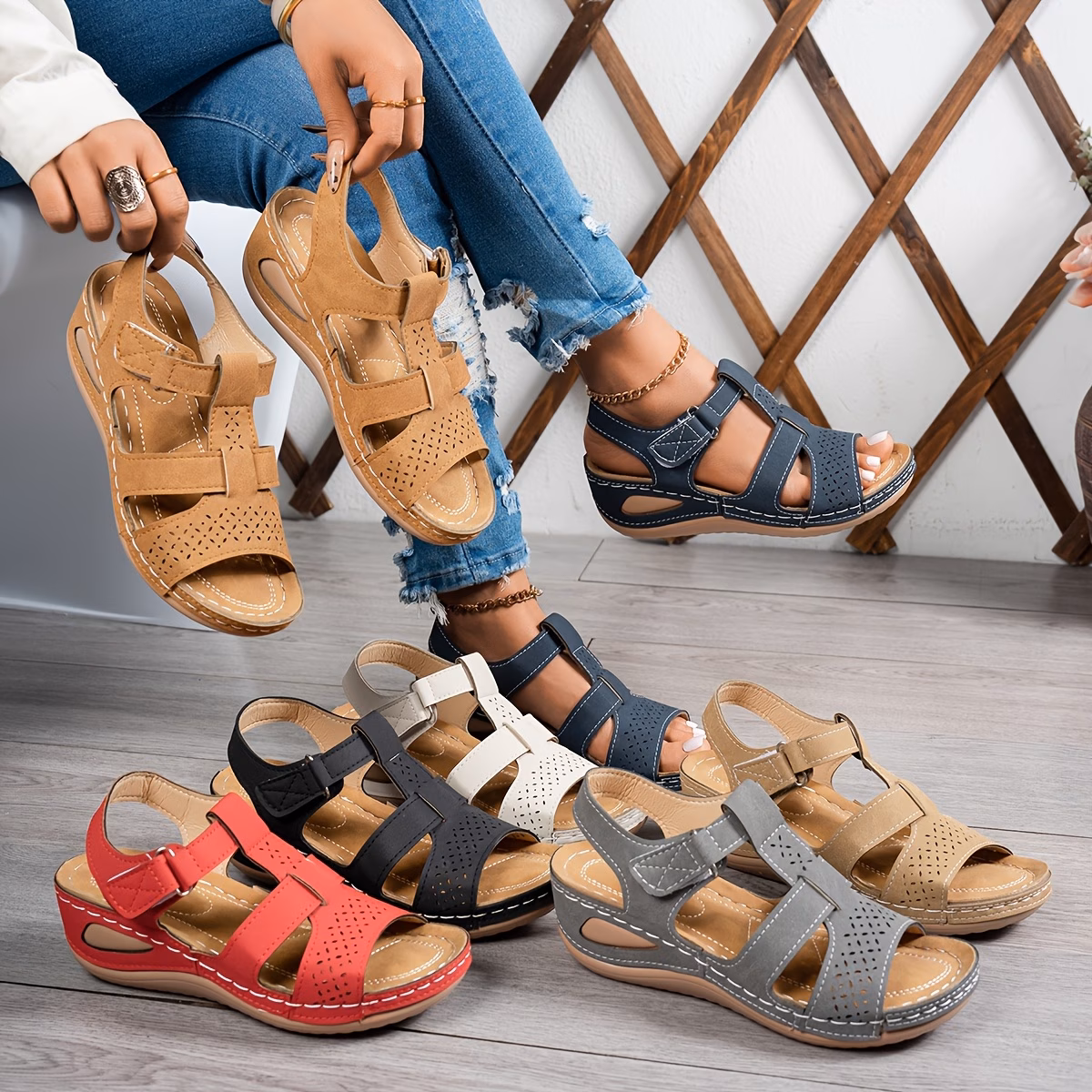 🔥Best Seller-Last Day Sale 60% OFF🔥Trendy Wedge-Heeled Sandals with a Thick Sole - Hình ảnh 16